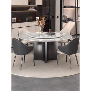 极简卡里冰玉奢石圆桌现代天然大理石别墅高级感餐桌 巴西进口意式