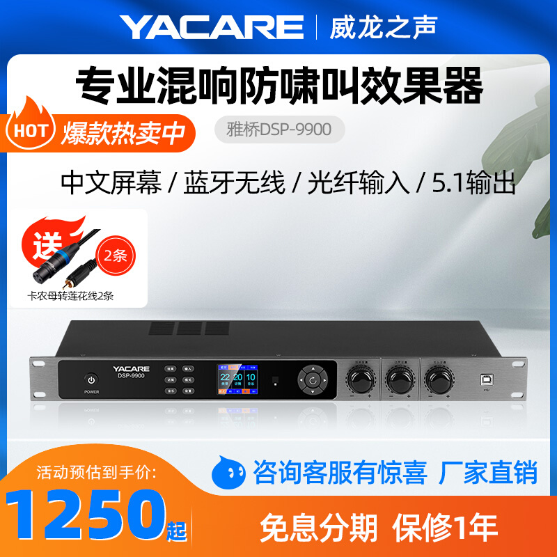 雅桥 DSP-9900专业K歌效果器蓝牙前级功放音频处理防啸叫混响器