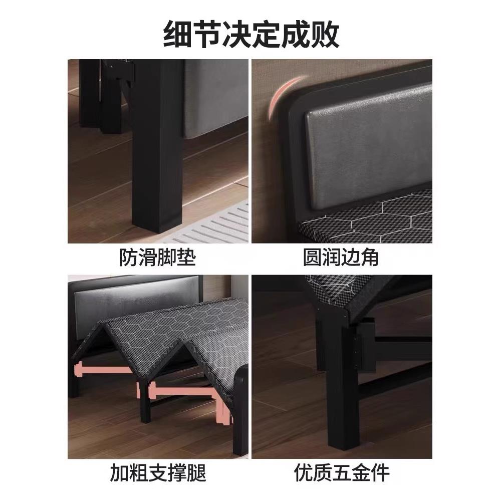 出租房结实耐用加固双人铁床折叠床单人1米2家用简易午睡加床成人