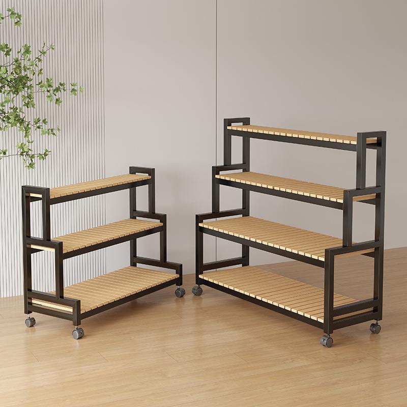 多层置物架超市落地铁艺书架货架展示架可移动阶梯式客厅花架阳台