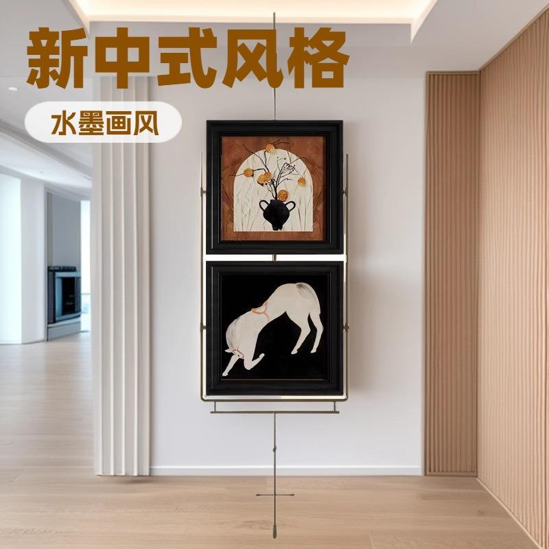法式中古风玄关餐厅装饰画马蹄莲美式复古客厅卧室挂画矮柜壁画兰
