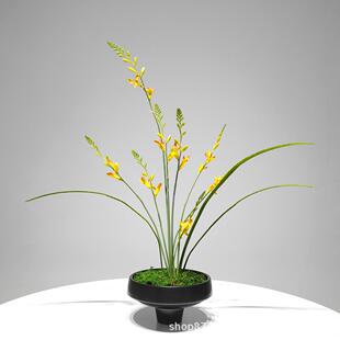 新中式永生苔藓仿真火焰兰绿植盆景摆设茶室茶楼玄关茶几花架摆件