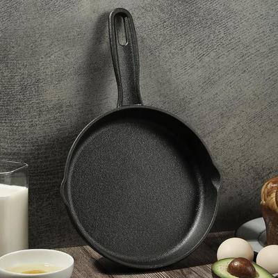 加厚铸铁小平底锅无涂层牛排煎锅不粘煎蛋锅宝宝辅食锅生铁迷你锅