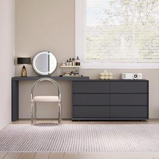 意式烤漆整装伸缩梳妆台书桌一体实木卧室电视柜收纳现代电脑斗柜