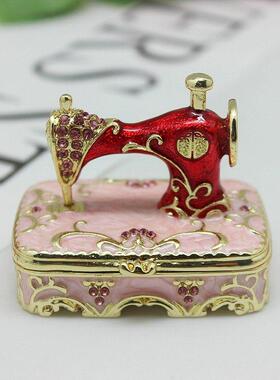 时尚家居衣车金属缝纫机摆件珐琅工艺饰品盒子外贸现代小礼品包邮
