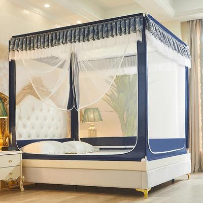防摔加密拉链坐床式蚊帐家用1.5m公主风1.8米三开门蚊帐加粗支架