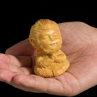 黄杨木生肖猴子孙悟空客厅木雕小摆件男士随身把玩手把件斗战 胜