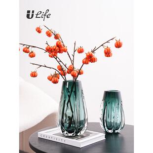 休闲现代釉面绿色花瓶模型房间客厅入口装饰品电视柜插花水培高端