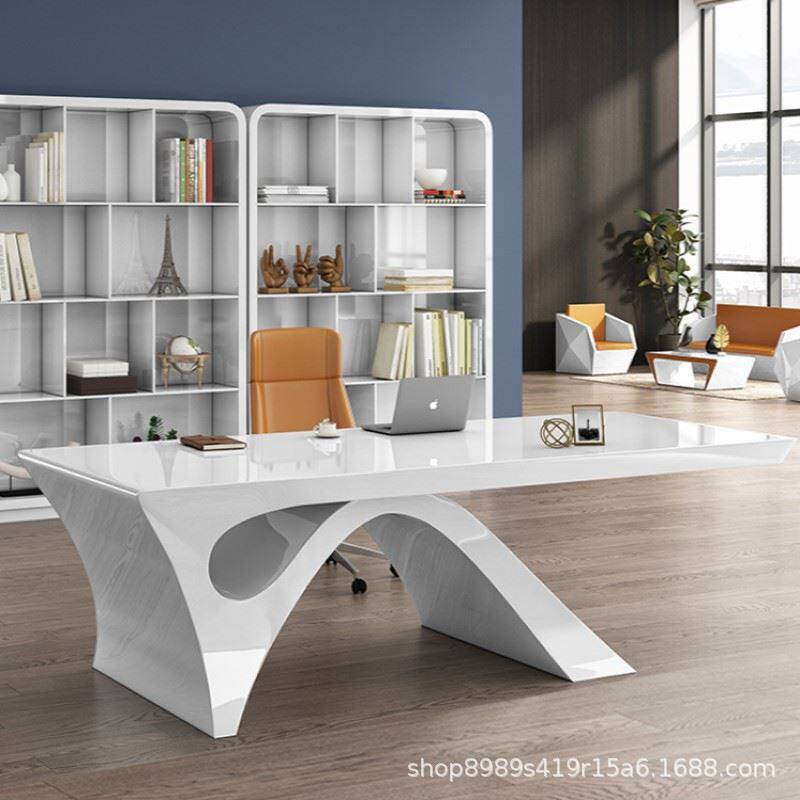 烤漆异形办公桌美容院咨询桌医生办公桌单人女性经理桌轻奢高档桌