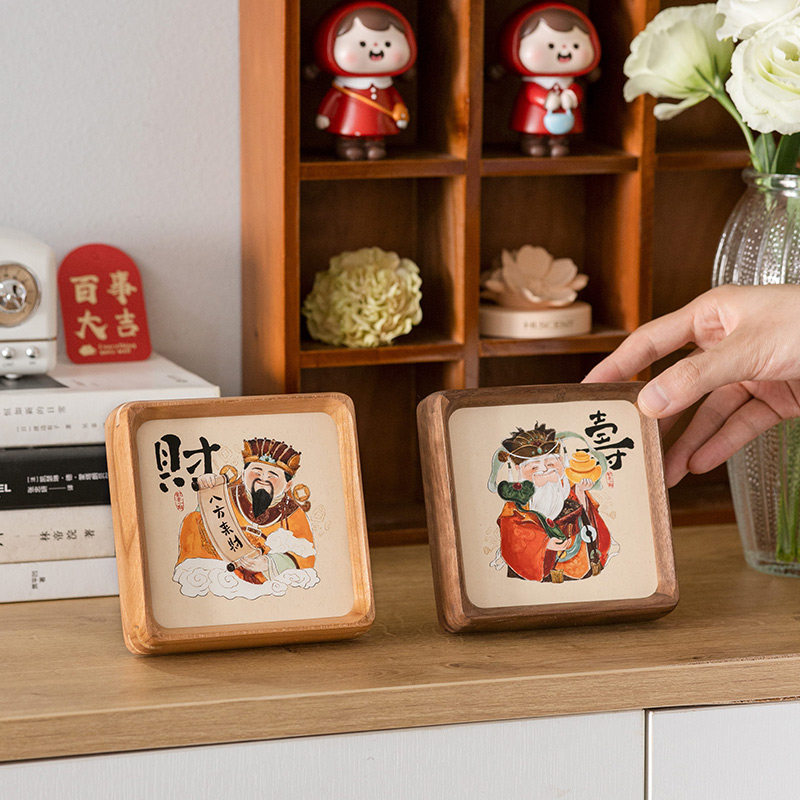 五路装饰画摆台桌面恭喜发财小摆件2025蛇年年实木相框,节庆用品/礼品,门神,淘宝优惠券,粉丝福利购,淘宝优惠卷