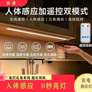 led遥控智能灯带人体感应无线自粘充电式 柜子玄关酒柜灯条 厨房鞋