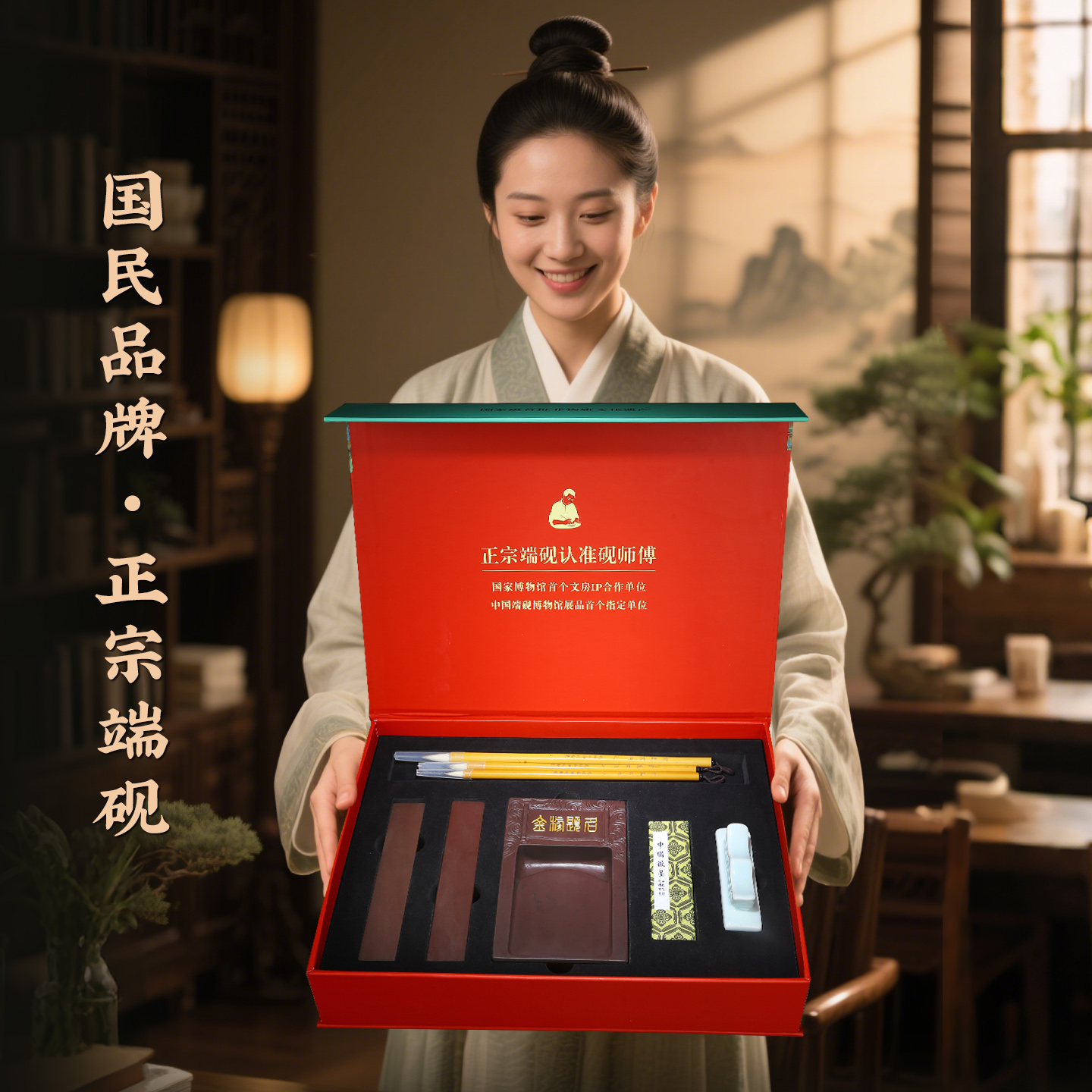 砚师傅文房四宝套装初学者砚台端砚天然原石锦绣前程乘风破浪金榜