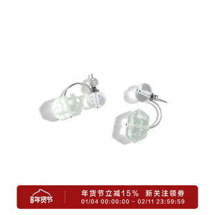 采石studio｜原创「龙井啵啵」s925天然石两戴耳饰现代简约高级