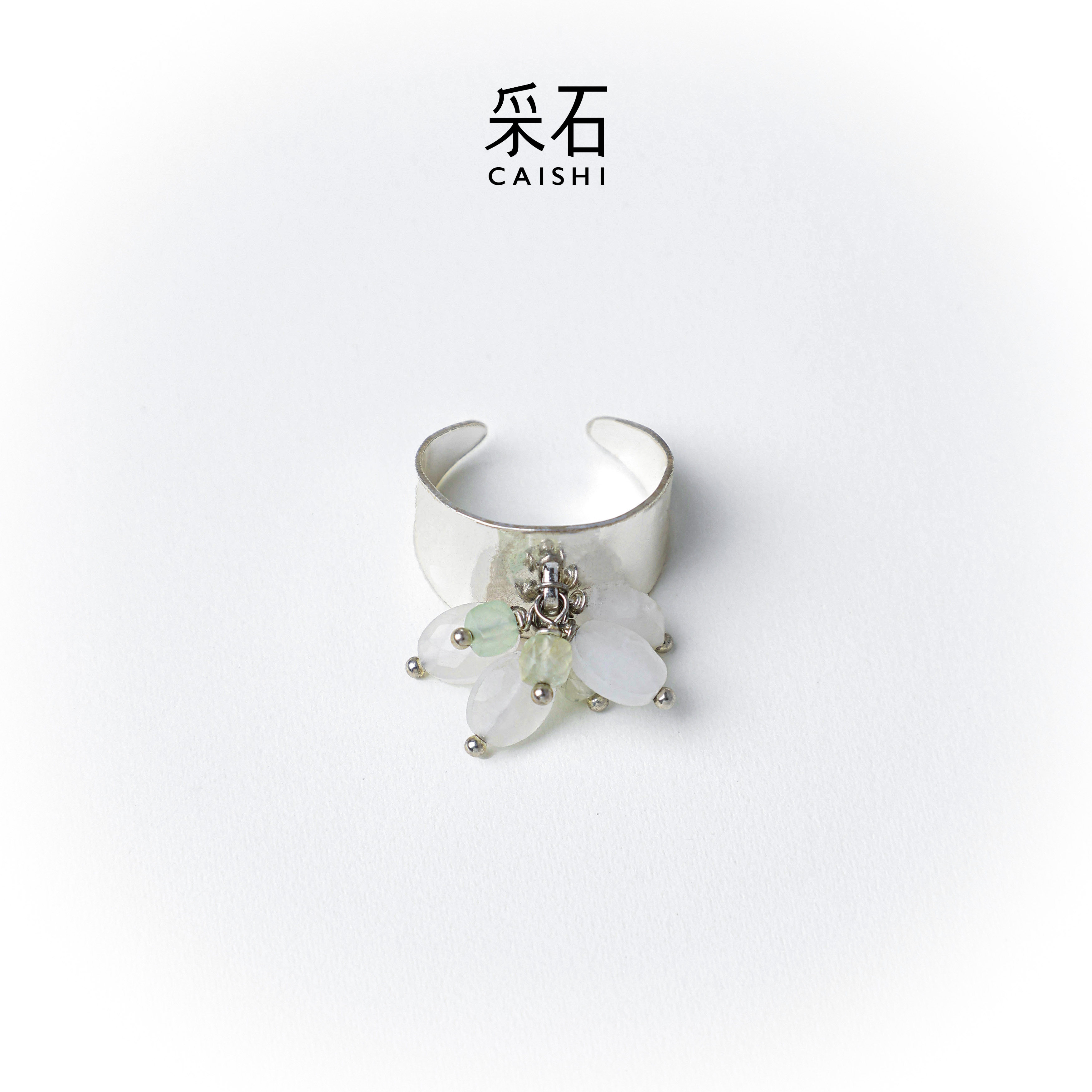 采石studio青蕊镀银设计感指环