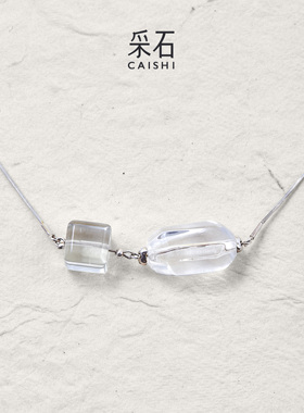 采石studio｜原创「幽棱」白水绿阿塞蛇骨链925银白宇同款项链