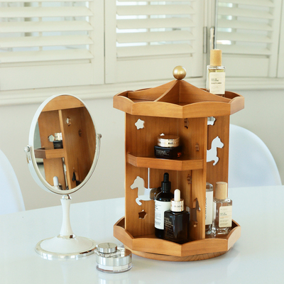 果设实木质桌面化妆品收纳架创意简约复古收纳化妆盒多功能置物架