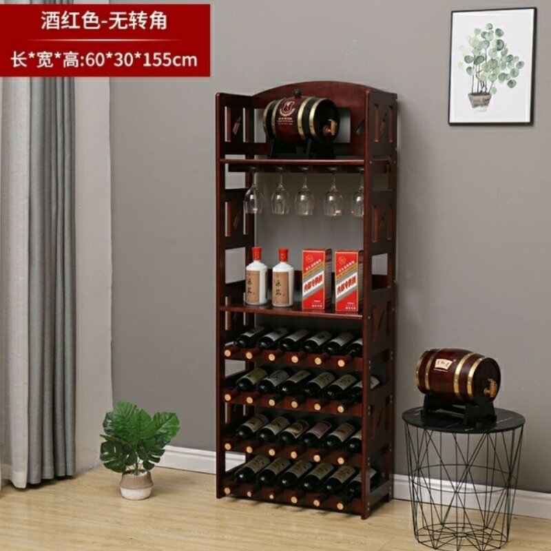 实木红酒架子葡萄家用倒挂酒杯摆件欧式落地复古简易置物架