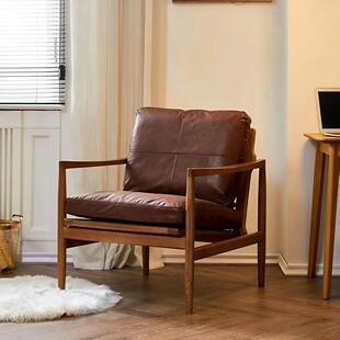 汉克椅实木沙发椅家用客厅休闲懒人椅复古人扶手椅阳台懒人沙发