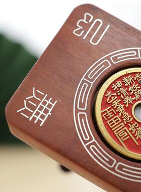 枣木掐丝嵌银百无禁忌可转动挂牌手把件挂件饰品吊坠实木无漆