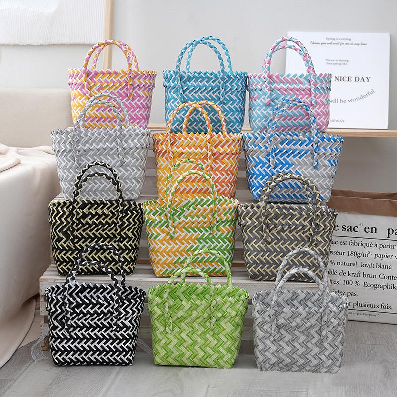 伴手礼宝宝百天伴娘小篮子手提小包diy塑料编织小童篮礼物礼品袋