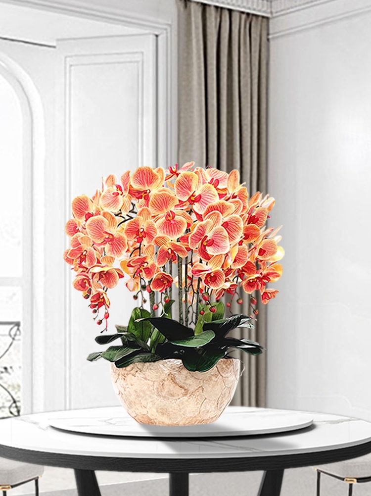 蝴蝶兰仿真花套装塑料花艺绢花假花盆栽客厅装饰餐桌干花花束