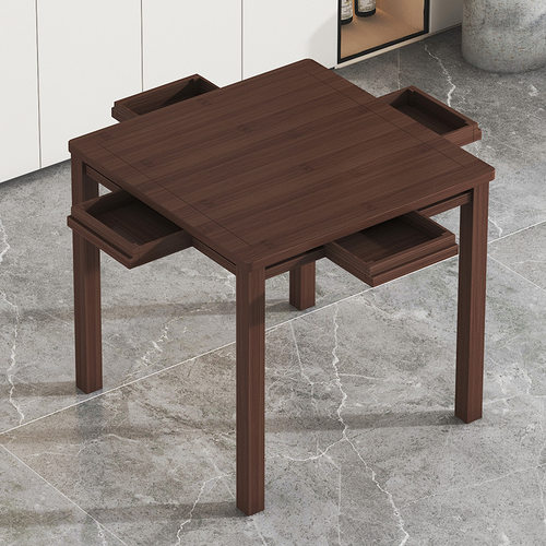 中式实木楠竹小方桌榫卯餐书两用