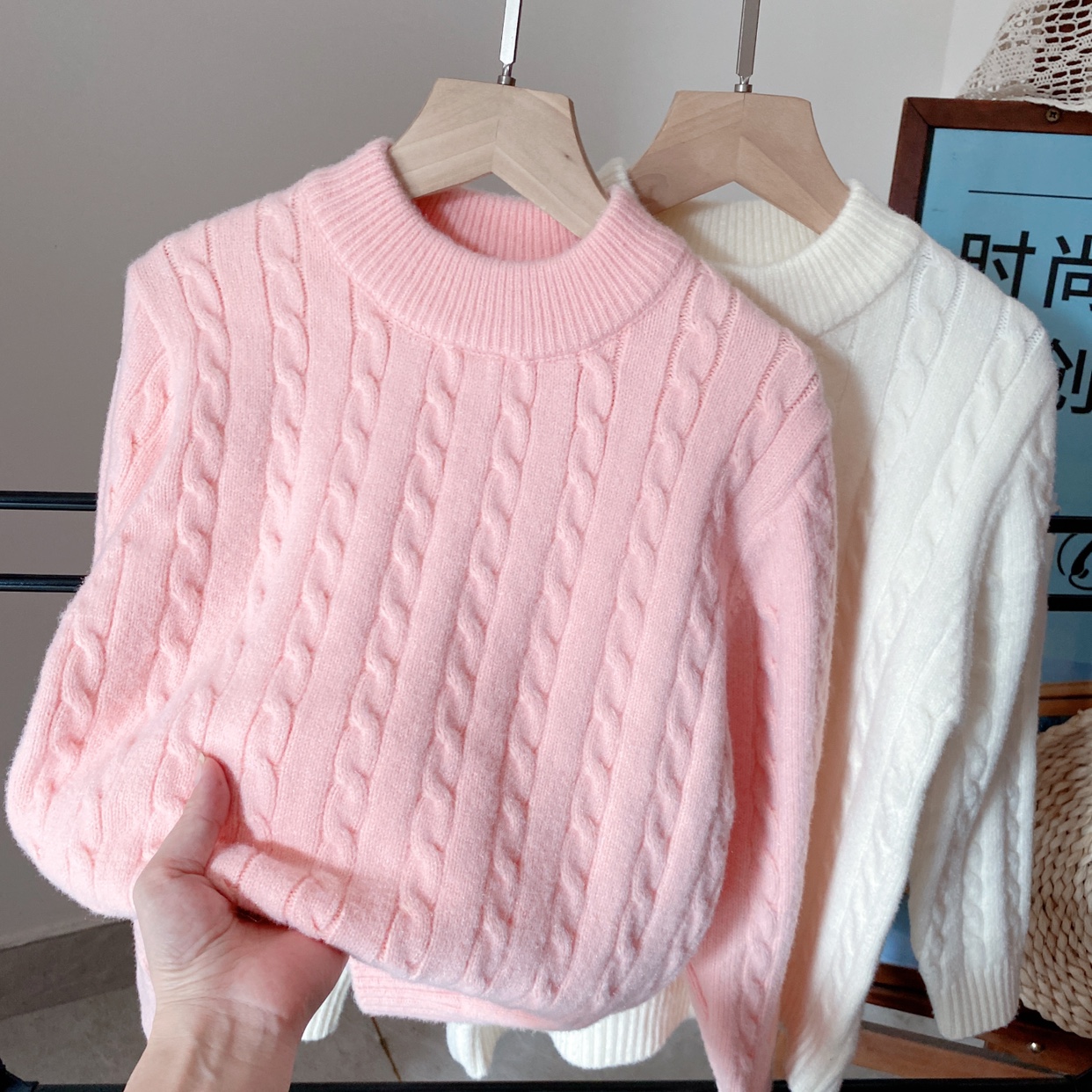 女童毛衣中大童圆领打底衫女孩麻花上衣秋冬季保暖童装新款洋气潮