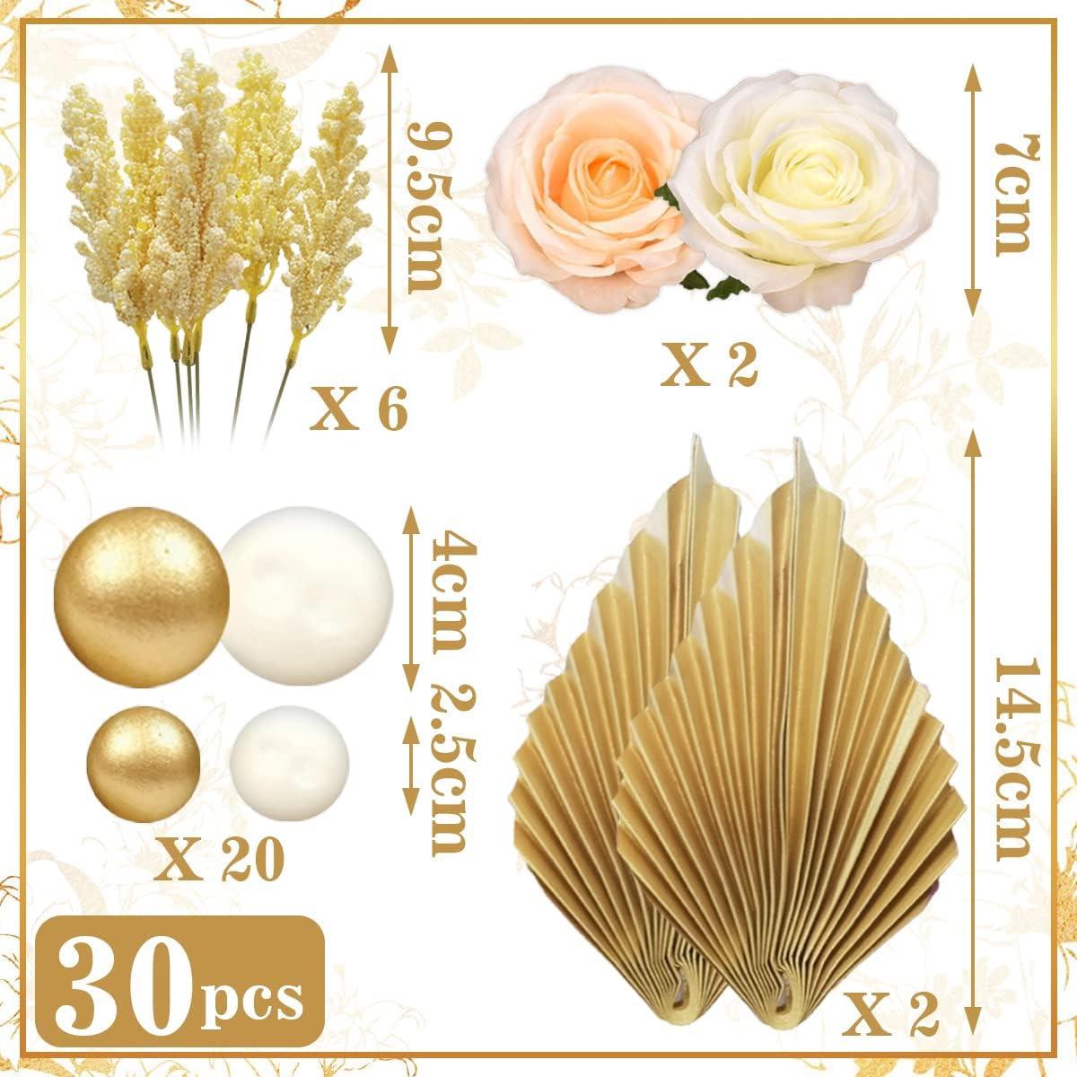 金棕榈装饰生日西米亚婚礼叶周年纪念件蛋糕花朵装饰30米色蛋糕波