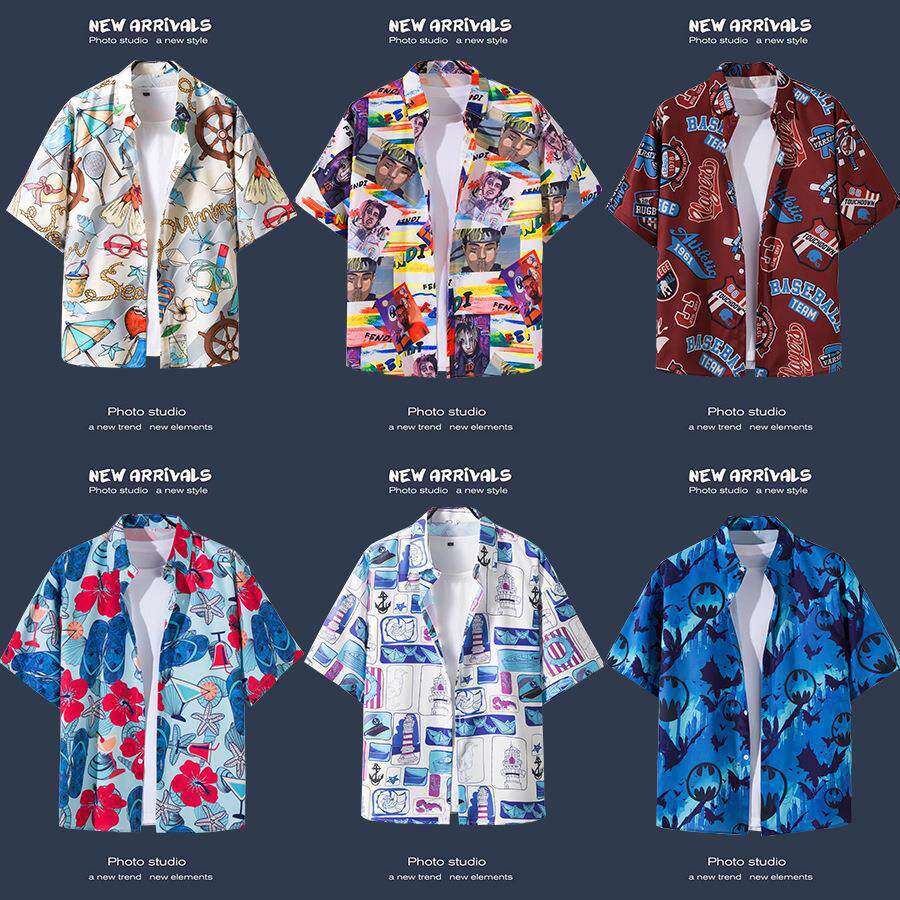 夏季新款短袖花衬衫海南岛服沙滩服三亚夏威风泰国旅游男情侣