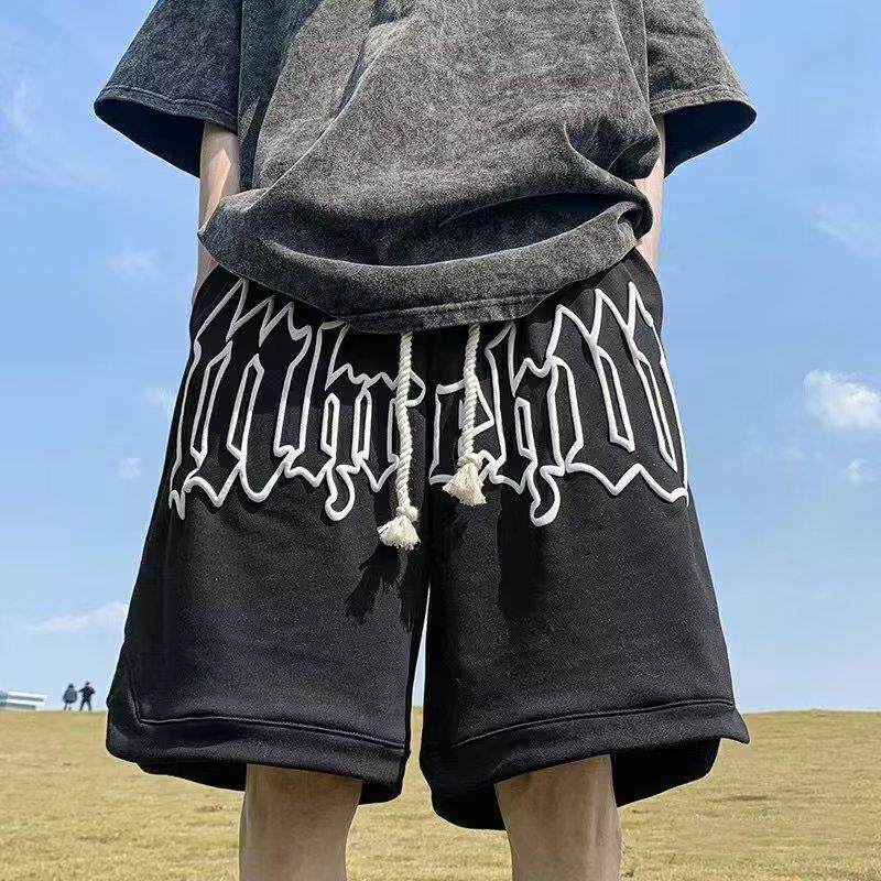 美式复古做旧字母运动嘻哈高街休闲百搭裤衩夏季男士青年篮球短裤