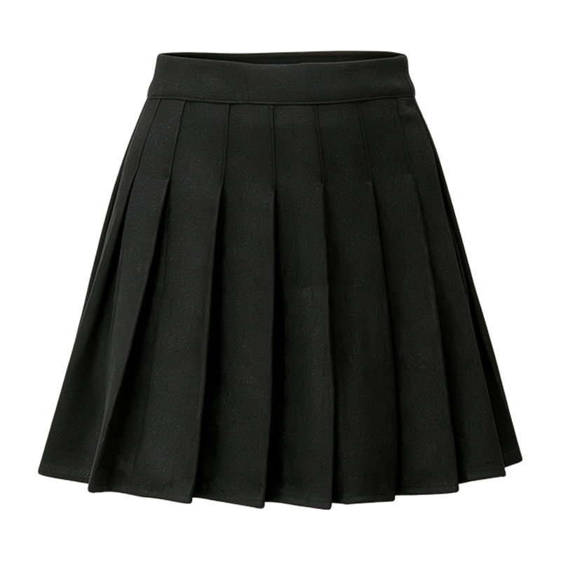 跨境毛呢百褶裙女韩版制服百搭显瘦学院风A字半身裙秋冬毛呢短裙