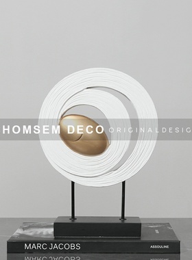 现代简约b风格家居软装饰品交响摆件样板房间客厅玄关白配金黄摆