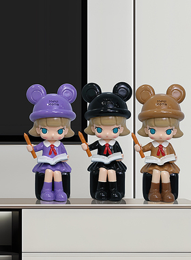 柜台装饰品学霸公主女孩摆件酒店桌面小画家高颜值潮流卡通玻璃柜