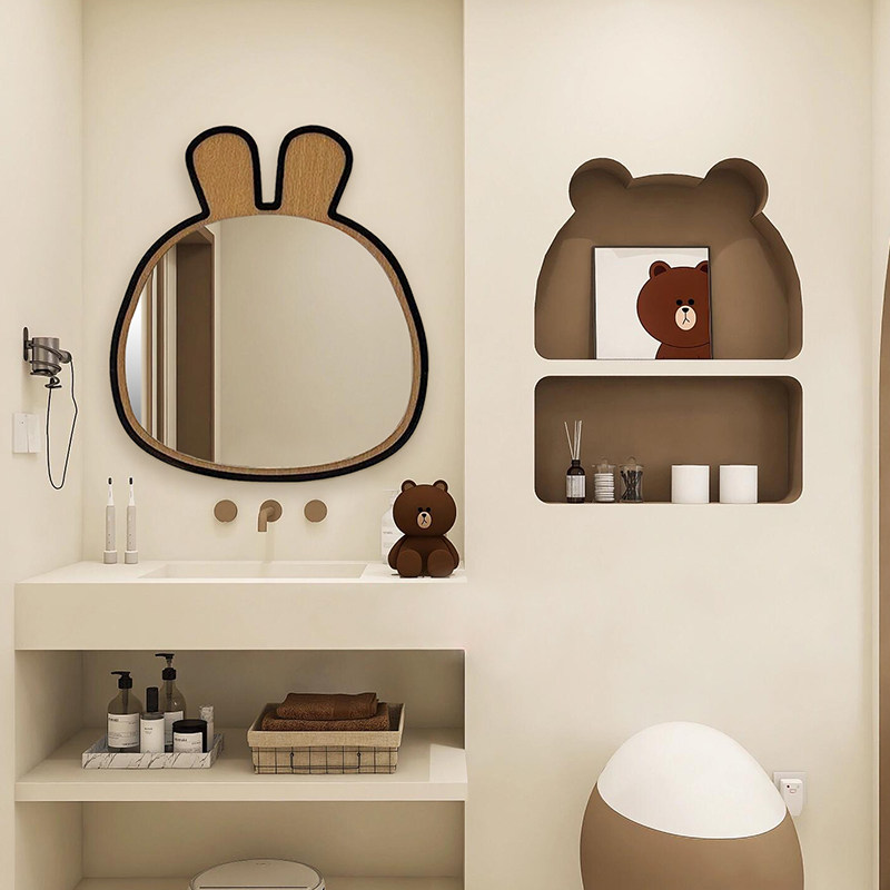 ins可爱兔子造成设计装饰镜洗手间壁挂洗漱智能浴室镜创意化妆镜