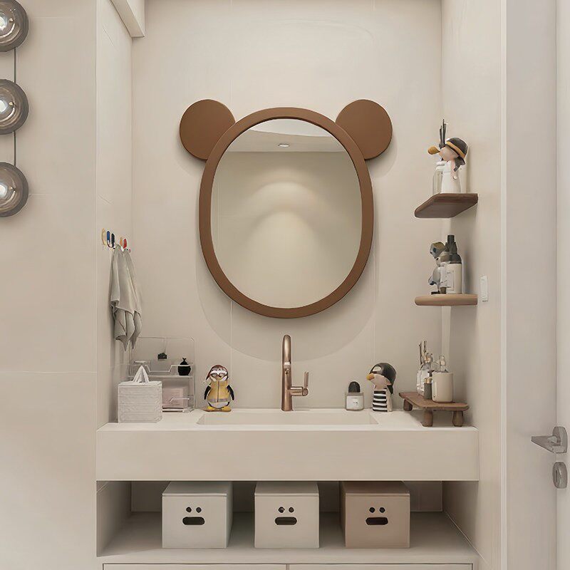 卡通米奇浴室镜壁挂创意不规则化妆镜智能带灯墙面装饰镜定制镜子