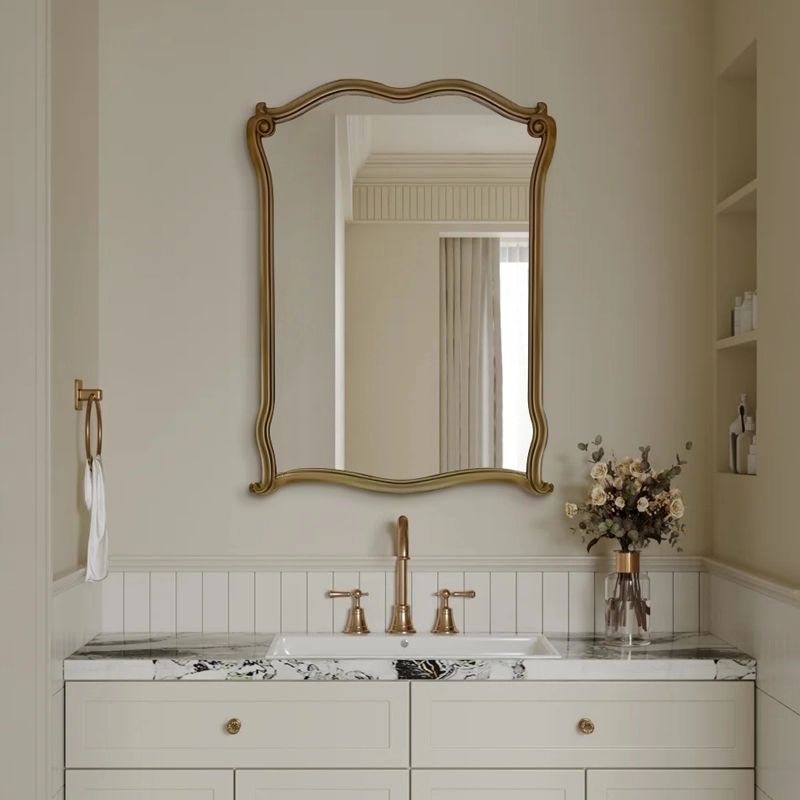 不规则卫生间双台盆浴室镜法式玄关壁炉装饰镜艺术设计感化妆镜子
