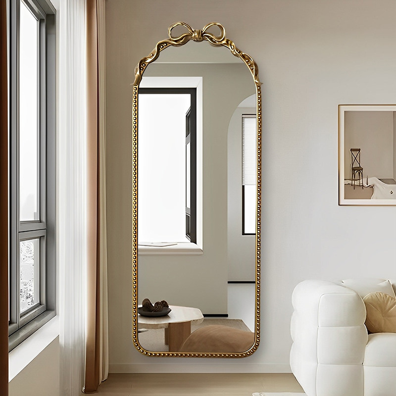 轻奢高档全身镜法式家用创意壁挂穿衣镜网红卧室雕花落地试衣镜子