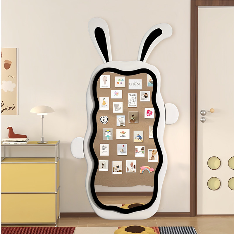 网红兔子落地全身镜女生个性衣帽间壁挂穿衣镜可爱造型设计试衣镜