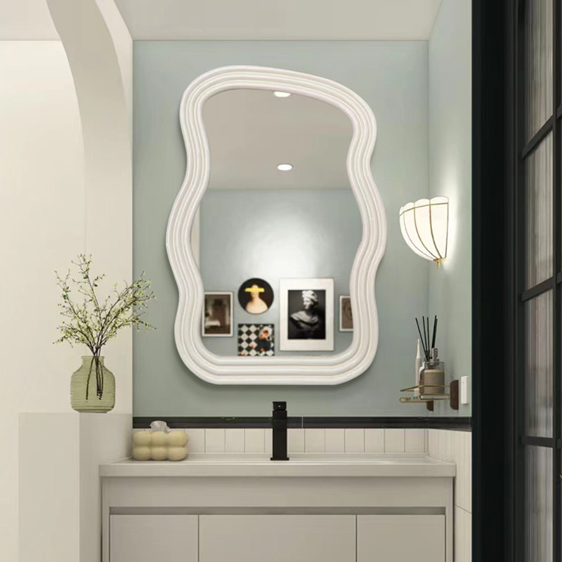 欧式led灯高清化妆镜家用卧室梳妆镜艺术异形卫生间浴室镜梳妆镜