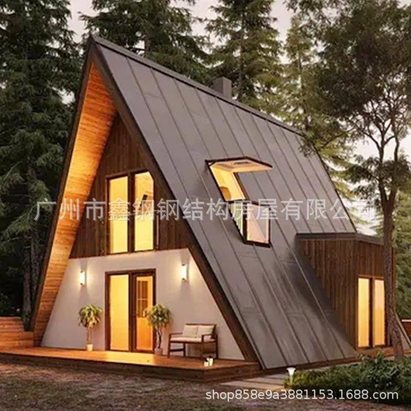 三角木屋别墅仿古房子桑拿房可移动简易木屋凉亭轻钢别墅房屋