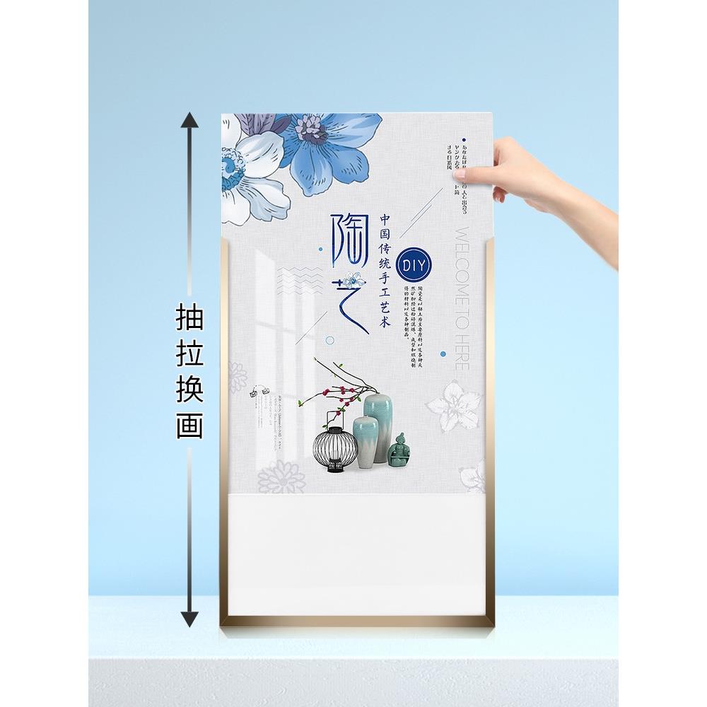 窄边铝合金广告框相框挂墙a3开启式a4画框框架磁吸电梯海报框定制