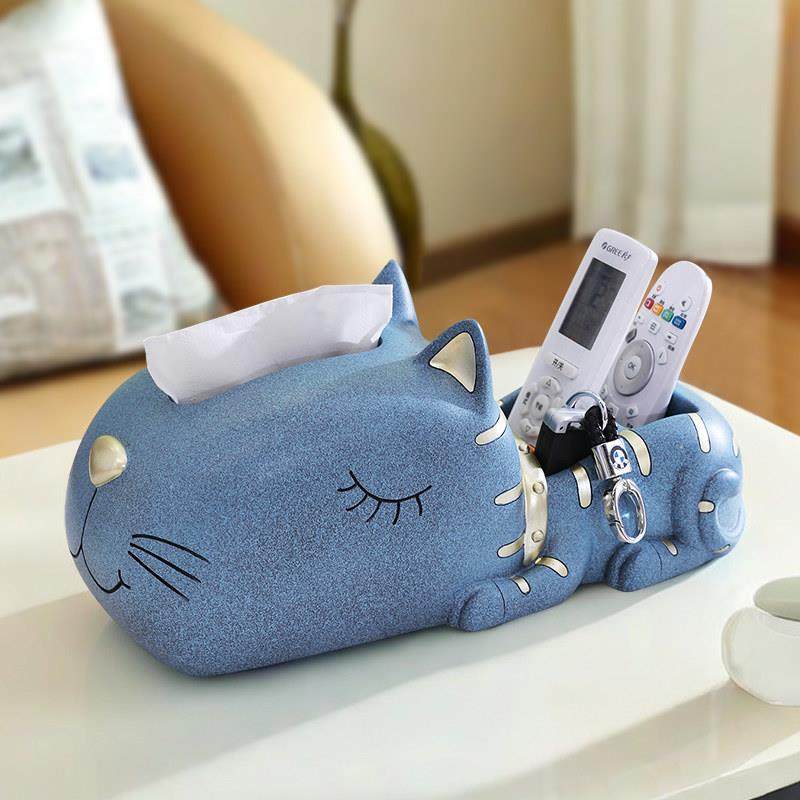 小猫摆件茶几多功能纸巾盒饭厅卫生纸盒客厅创意放遥控器收纳一体,家居饰品,装饰纸巾盒,淘宝优惠券,粉丝福利购,淘宝优惠卷