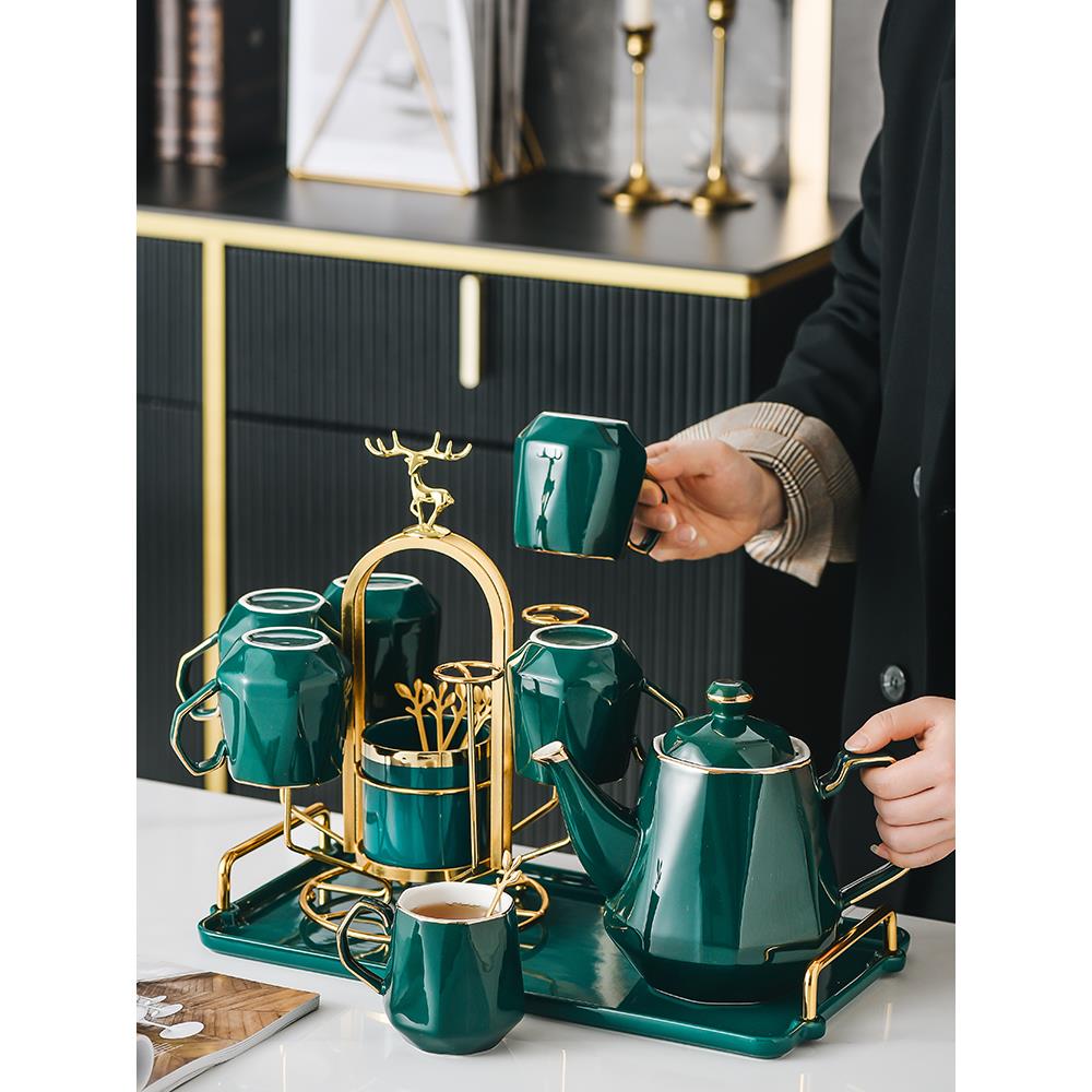 杯子水杯家用套装客厅陶瓷茶具轻奢茶杯套装家庭杯具乔迁结婚礼品