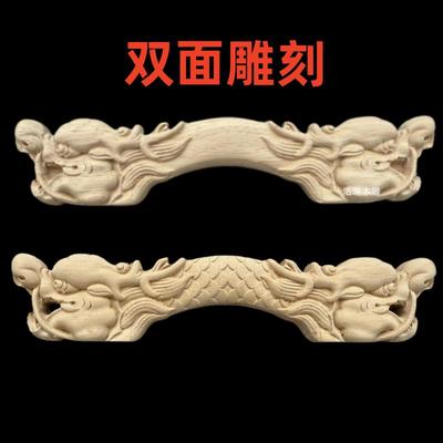 东阳木雕实木立体雕刻中式双面双龙头翘头龙彷古翘角龙头装饰木龙