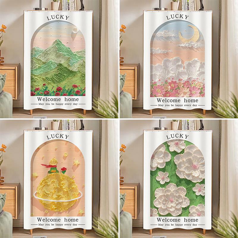 网红门帘隔断帘柜子帘衣柜帘子遮挡布帘定制魔术贴轨道装饰帘布帘