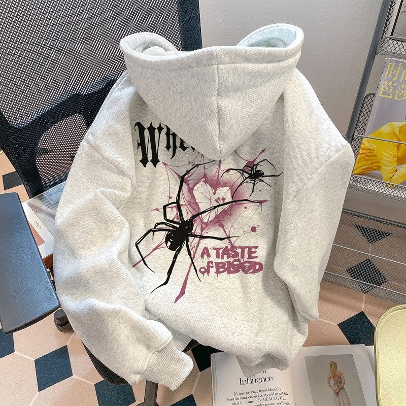 重磅时尚秋冬季连帽卫衣男加绒加厚潮牌美式青少年休闲宽松外套女