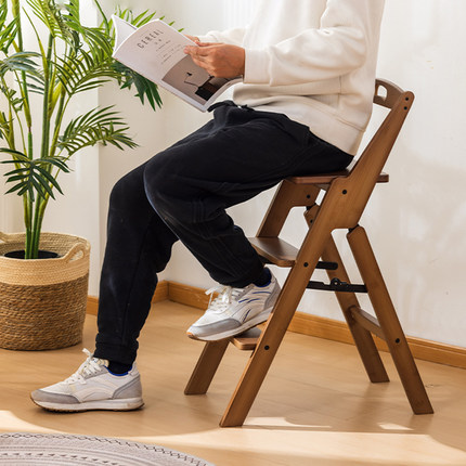 可折叠梯凳楠竹家用便携登高凳两用凳子靠背小型厨房多功能爬高凳