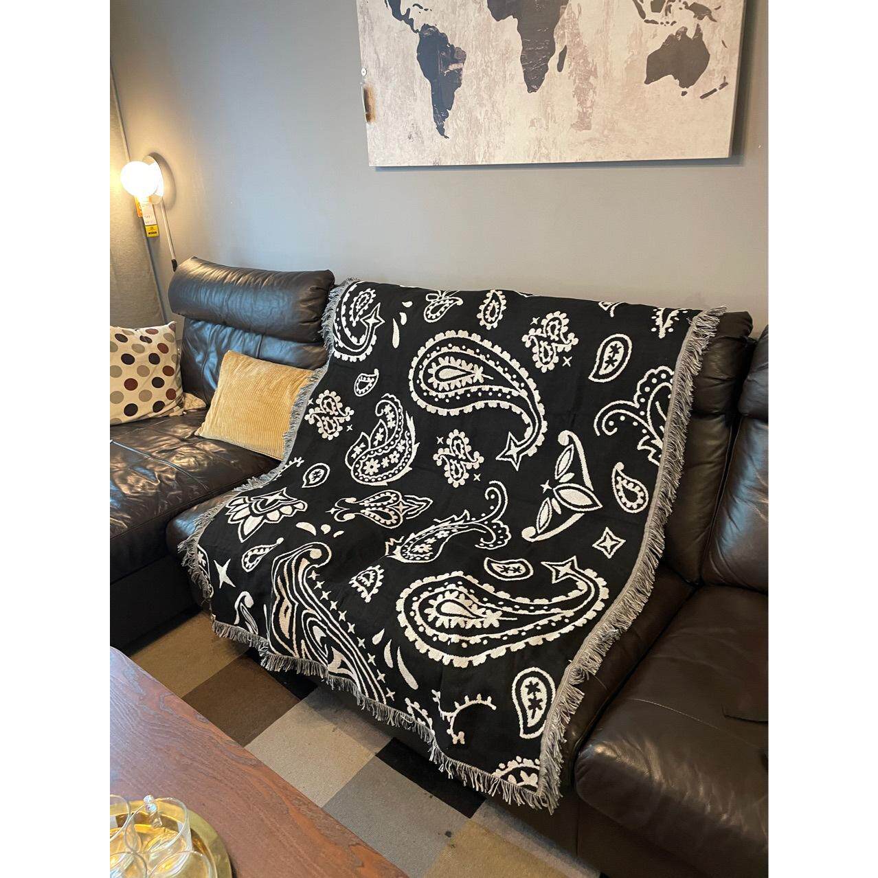 西海岸美国街头潮流 高街 腰果花毛毯沙发毯