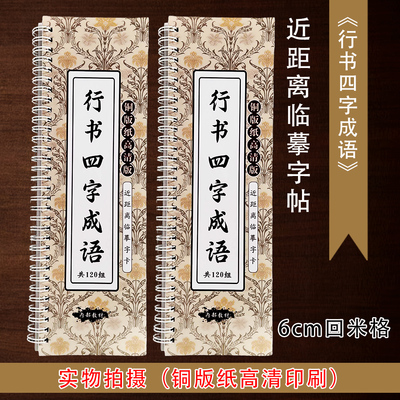 【名家精选】行书四字成语铜版纸印刷6cm大字格书法毛笔临摹字帖