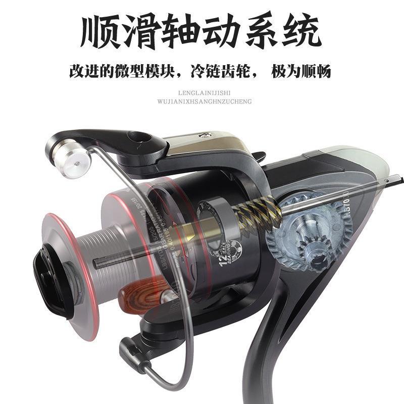 慈溪全金属12轴路亚纺车式渔轮鱼线轮左右手海钓抛竿摇臂钓鱼